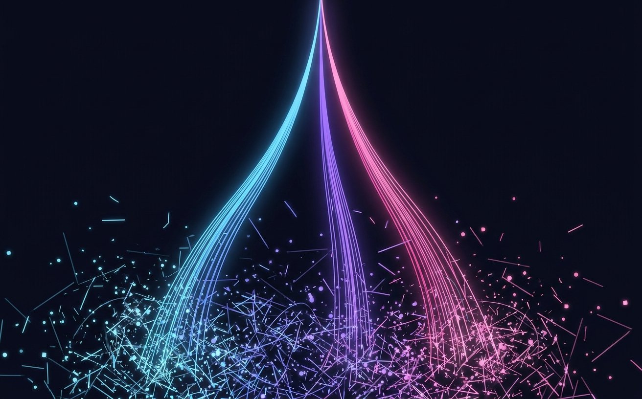 Visualisation abstraite d'une stratégie de content marketing B2B IT